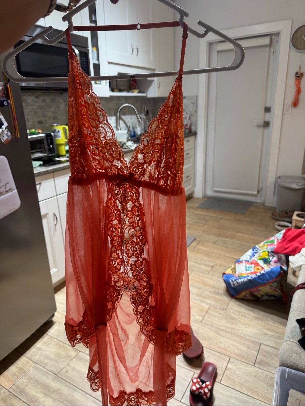 Red Lace Sheer Chemise Nightdress - Women Intimates & Sleepwear